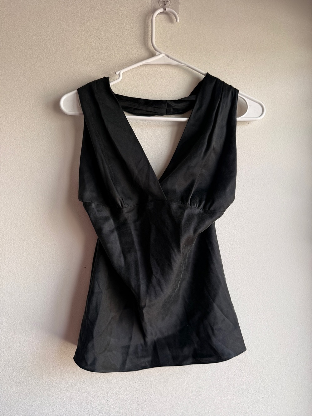 Express Silk Spandex Black V Neck Halter Top Blouse Y2K Size M